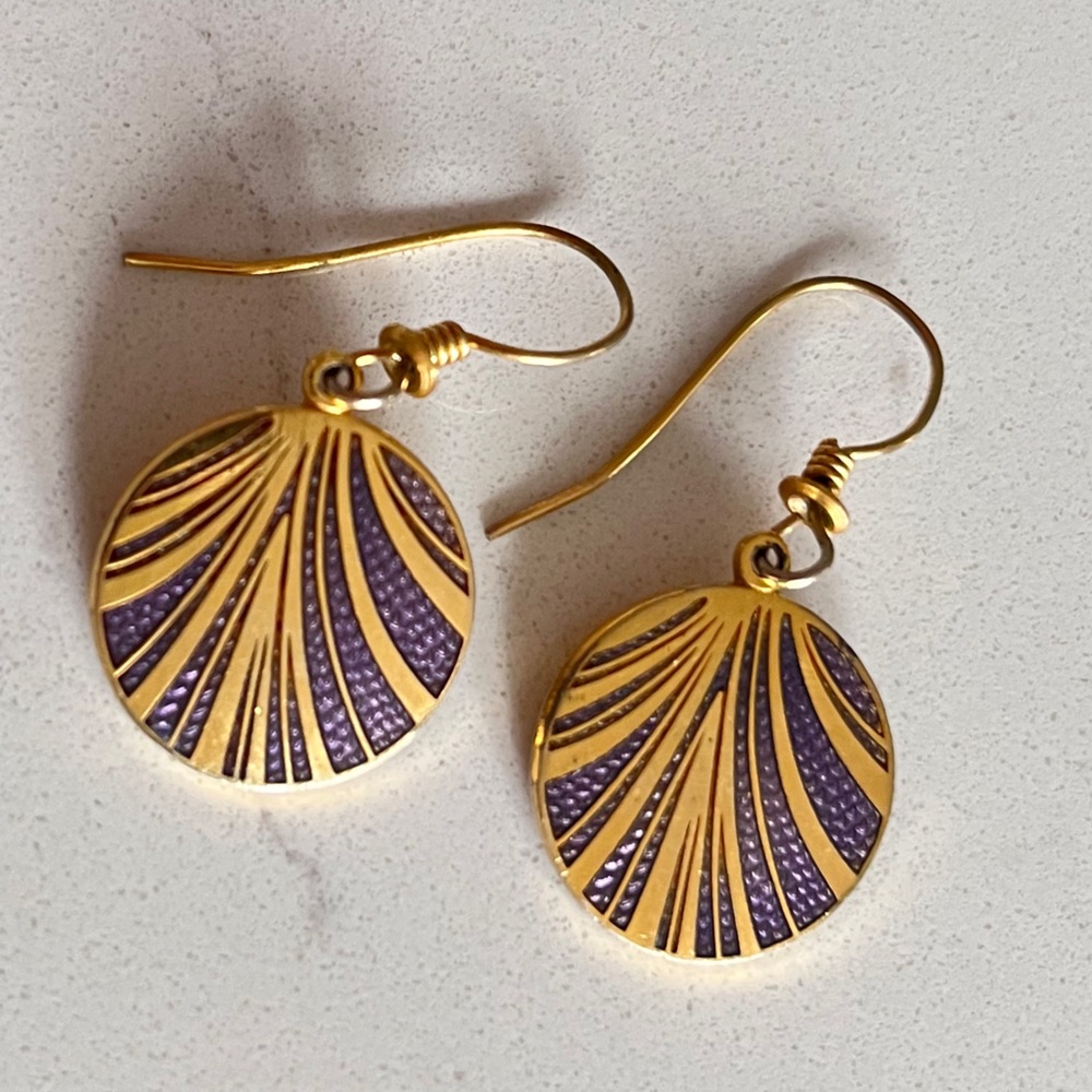 3/$30 Elegant Roccoco Gold and Purple bohemian  style  Earrings